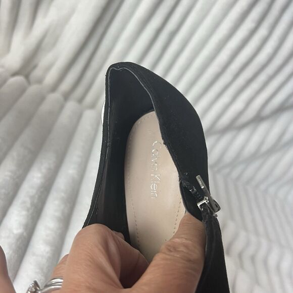 Calvin Klein Nastassia Suede Leather D'orsay Cutout Peep Toe Bootie Heels US 10 - Picture 11 of 15